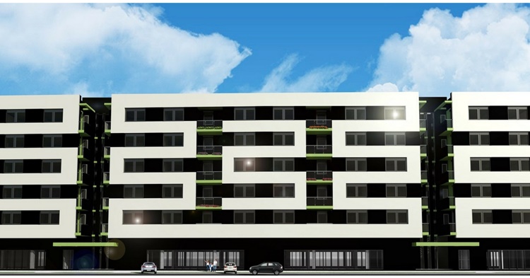 Un'immagine che ritrae appartamento, condominio, edificio commerciale, edificio alto e architettura brutalista.